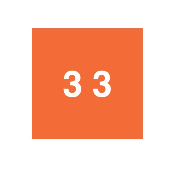 Ames - Filing Labels - Small - Number 3 1-7/8" x 1-7/8" Orange